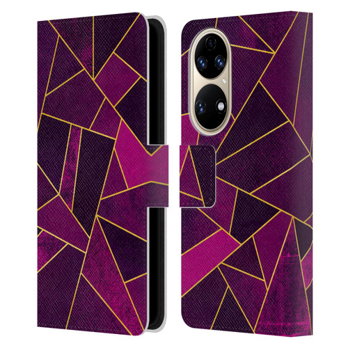 Elisabeth Fredriksson Stone Collection Purple Leather Book Wallet Case Cover For Huawei P50