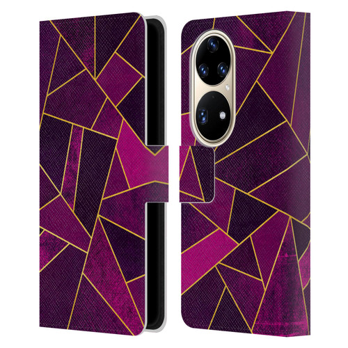 Elisabeth Fredriksson Stone Collection Purple Leather Book Wallet Case Cover For Huawei P50 Pro
