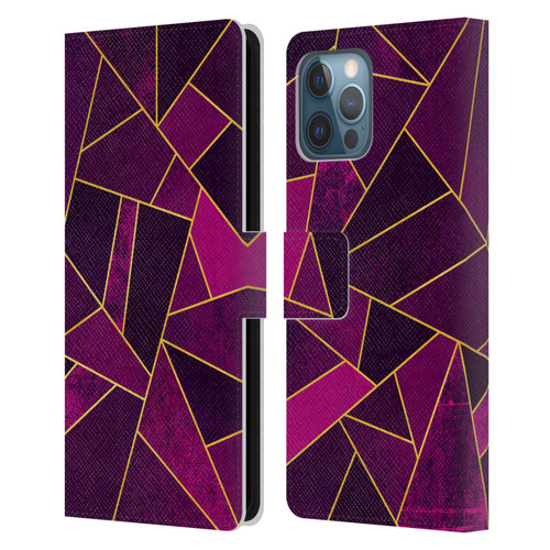 Elisabeth Fredriksson Stone Collection Purple Leather Book Wallet Case Cover For Apple iPhone 12 Pro Max