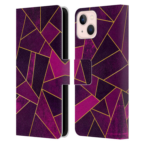 Elisabeth Fredriksson Stone Collection Purple Leather Book Wallet Case Cover For Apple iPhone 13