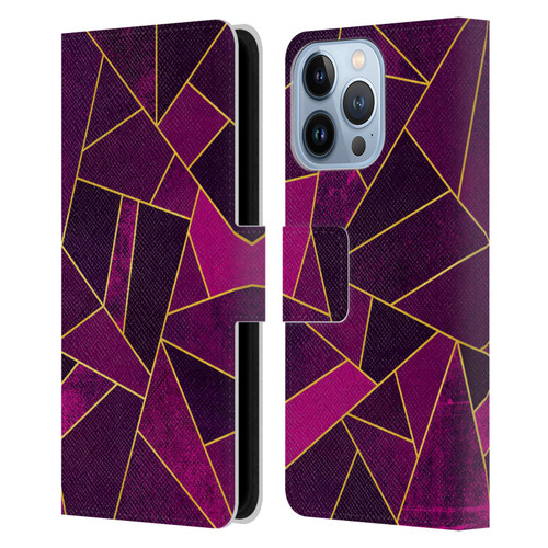 Elisabeth Fredriksson Stone Collection Purple Leather Book Wallet Case Cover For Apple iPhone 13 Pro
