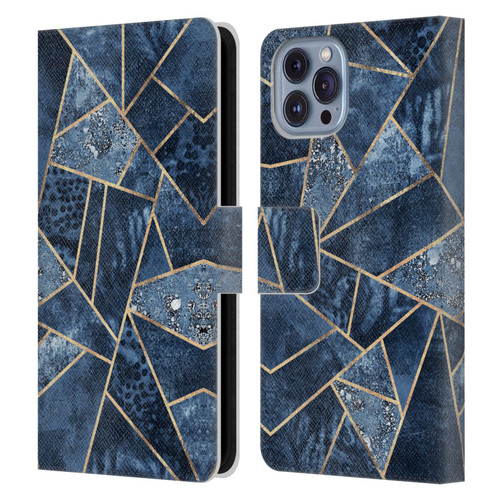 Elisabeth Fredriksson Stone Collection Blue Leather Book Wallet Case Cover For Apple iPhone 14