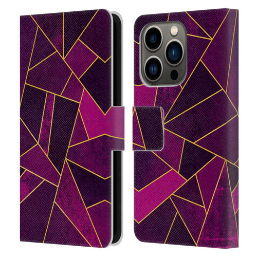 Elisabeth Fredriksson Stone Collection Purple Leather Book Wallet Case Cover For Apple iPhone 14 Pro