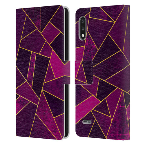 Elisabeth Fredriksson Stone Collection Purple Leather Book Wallet Case Cover For LG K22