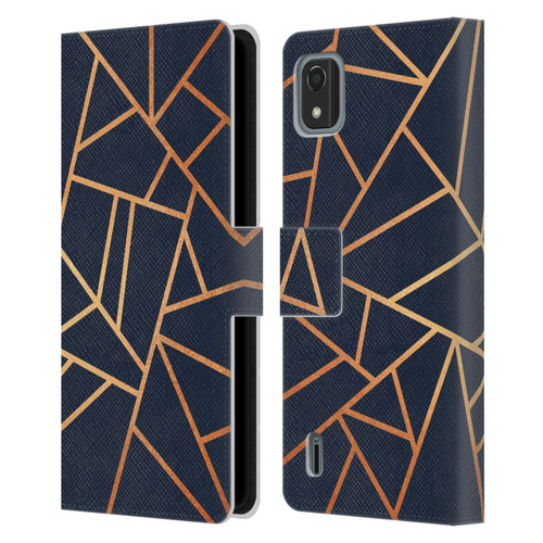 Elisabeth Fredriksson Stone Collection Copper And Midnight Navy Leather Book Wallet Case Cover For Nokia C2 2nd Edition