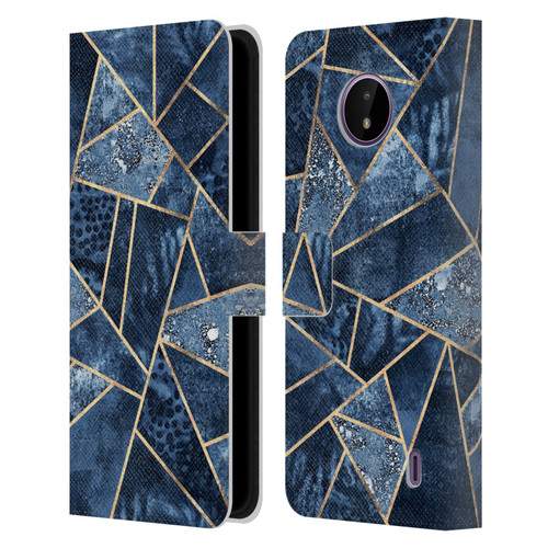 Elisabeth Fredriksson Stone Collection Blue Leather Book Wallet Case Cover For Nokia C10 / C20