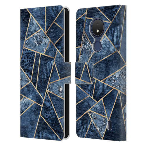 Elisabeth Fredriksson Stone Collection Blue Leather Book Wallet Case Cover For Nokia C21