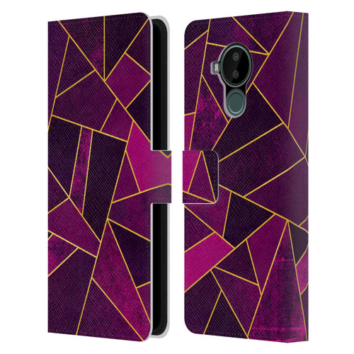 Elisabeth Fredriksson Stone Collection Purple Leather Book Wallet Case Cover For Nokia C30