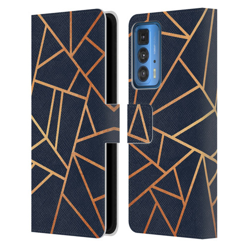 Elisabeth Fredriksson Stone Collection Copper And Midnight Navy Leather Book Wallet Case Cover For Motorola Edge 20 Pro