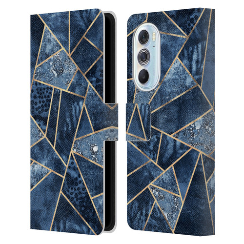 Elisabeth Fredriksson Stone Collection Blue Leather Book Wallet Case Cover For Motorola Edge X30