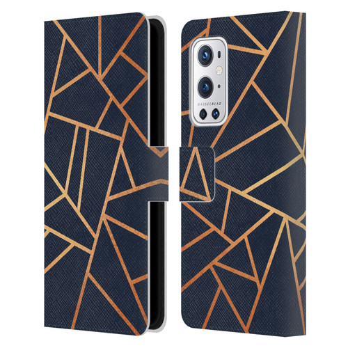 Elisabeth Fredriksson Stone Collection Copper And Midnight Navy Leather Book Wallet Case Cover For OnePlus 9 Pro