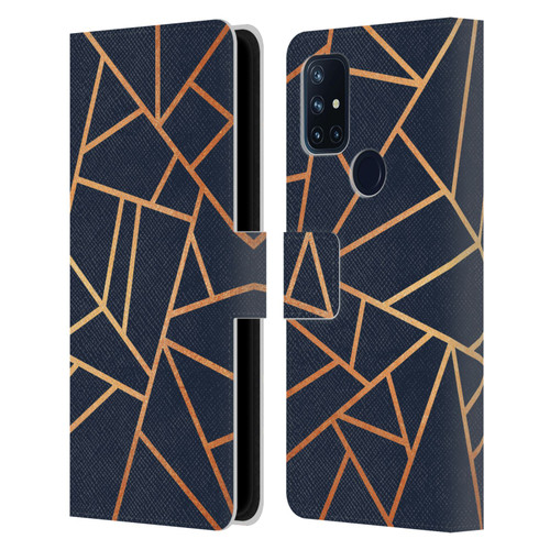 Elisabeth Fredriksson Stone Collection Copper And Midnight Navy Leather Book Wallet Case Cover For OnePlus Nord N10 5G