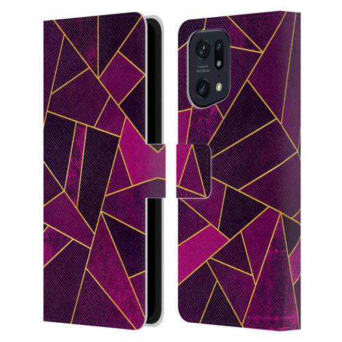 Elisabeth Fredriksson Stone Collection Purple Leather Book Wallet Case Cover For OPPO Find X5