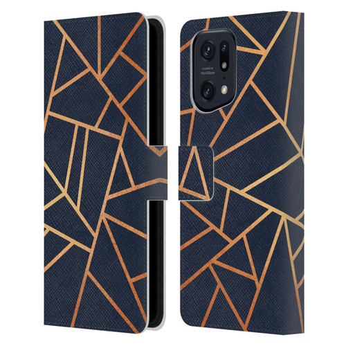 Elisabeth Fredriksson Stone Collection Copper And Midnight Navy Leather Book Wallet Case Cover For OPPO Find X5 Pro