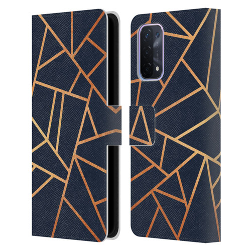 Elisabeth Fredriksson Stone Collection Copper And Midnight Navy Leather Book Wallet Case Cover For OPPO A54 5G