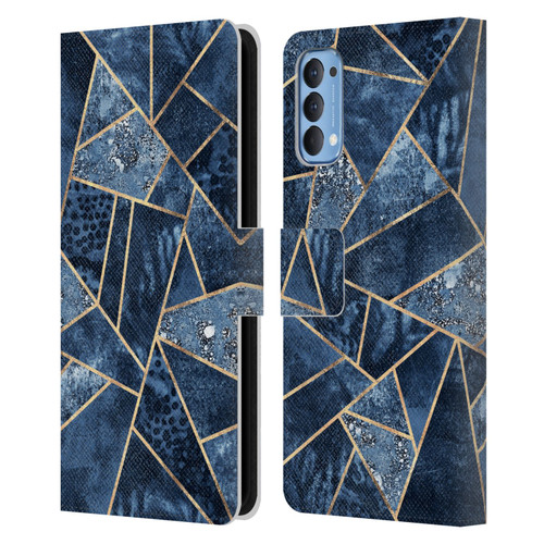 Elisabeth Fredriksson Stone Collection Blue Leather Book Wallet Case Cover For OPPO Reno 4 5G