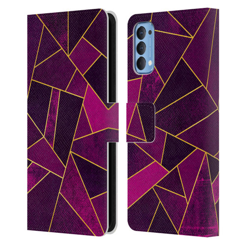 Elisabeth Fredriksson Stone Collection Purple Leather Book Wallet Case Cover For OPPO Reno 4 5G