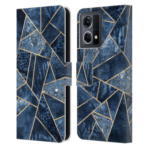 Elisabeth Fredriksson Stone Collection Blue Leather Book Wallet Case Cover For OPPO Reno8 4G