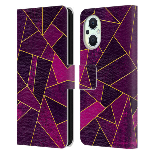 Elisabeth Fredriksson Stone Collection Purple Leather Book Wallet Case Cover For OPPO Reno8 Lite