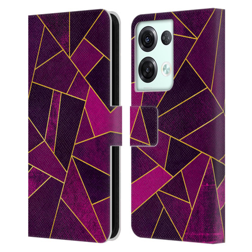 Elisabeth Fredriksson Stone Collection Purple Leather Book Wallet Case Cover For OPPO Reno8 Pro