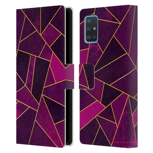 Elisabeth Fredriksson Stone Collection Purple Leather Book Wallet Case Cover For Samsung Galaxy A51 (2019)