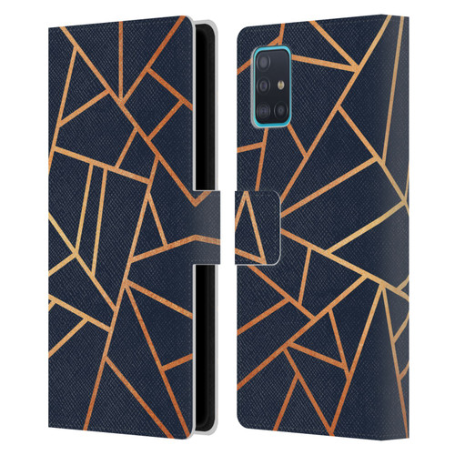 Elisabeth Fredriksson Stone Collection Copper And Midnight Navy Leather Book Wallet Case Cover For Samsung Galaxy A51 (2019)