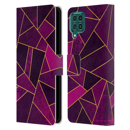 Elisabeth Fredriksson Stone Collection Purple Leather Book Wallet Case Cover For Samsung Galaxy F62 (2021)