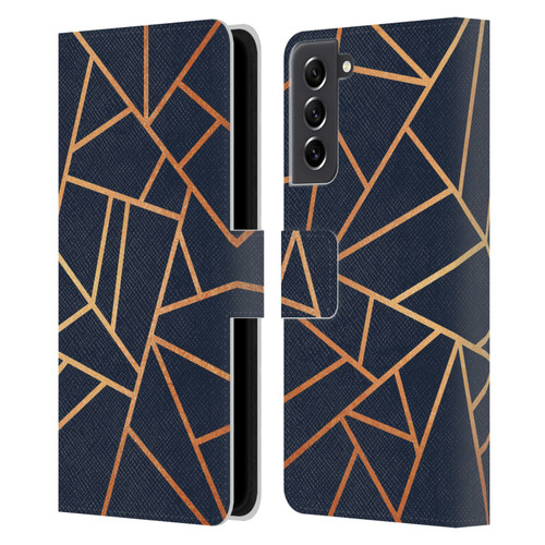 Elisabeth Fredriksson Stone Collection Copper And Midnight Navy Leather Book Wallet Case Cover For Samsung Galaxy S21 FE 5G