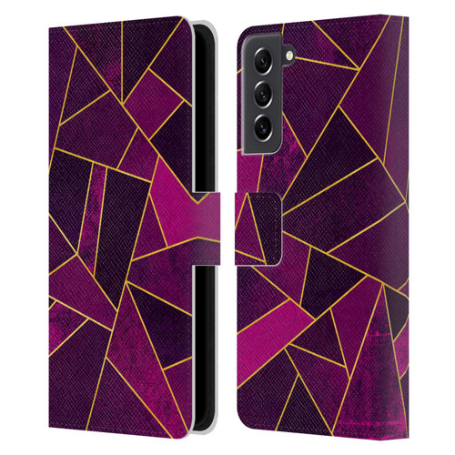 Elisabeth Fredriksson Stone Collection Purple Leather Book Wallet Case Cover For Samsung Galaxy S21 FE 5G