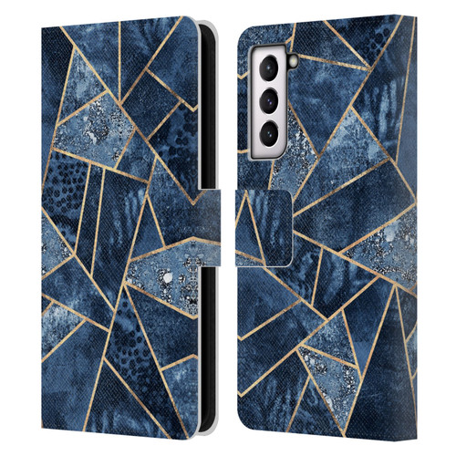 Elisabeth Fredriksson Stone Collection Blue Leather Book Wallet Case Cover For Samsung Galaxy S21 5G