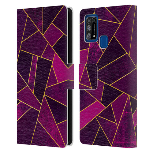 Elisabeth Fredriksson Stone Collection Purple Leather Book Wallet Case Cover For Samsung Galaxy M31 (2020)