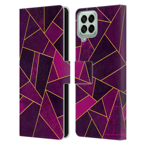 Elisabeth Fredriksson Stone Collection Purple Leather Book Wallet Case Cover For Samsung Galaxy M33 (2022)