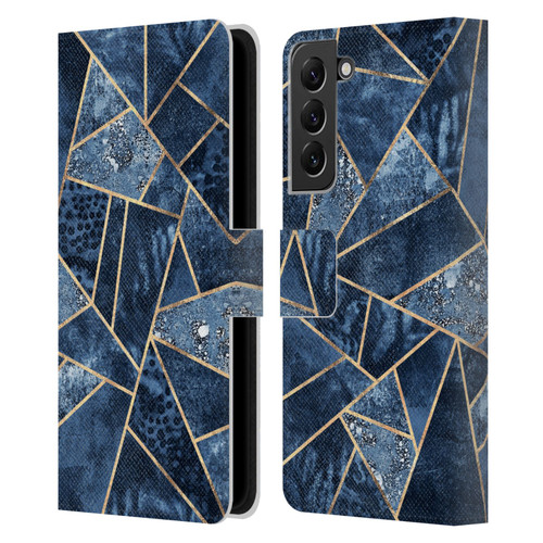Elisabeth Fredriksson Stone Collection Blue Leather Book Wallet Case Cover For Samsung Galaxy S22+ 5G