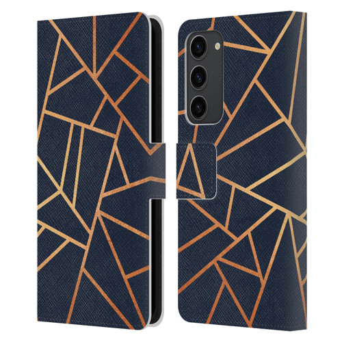 Elisabeth Fredriksson Stone Collection Copper And Midnight Navy Leather Book Wallet Case Cover For Samsung Galaxy S23+ 5G
