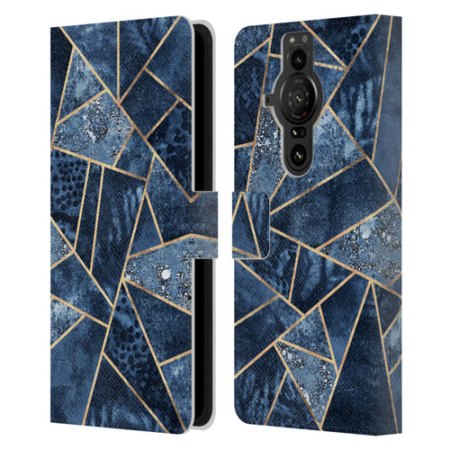 Elisabeth Fredriksson Stone Collection Blue Leather Book Wallet Case Cover For Sony Xperia Pro-I