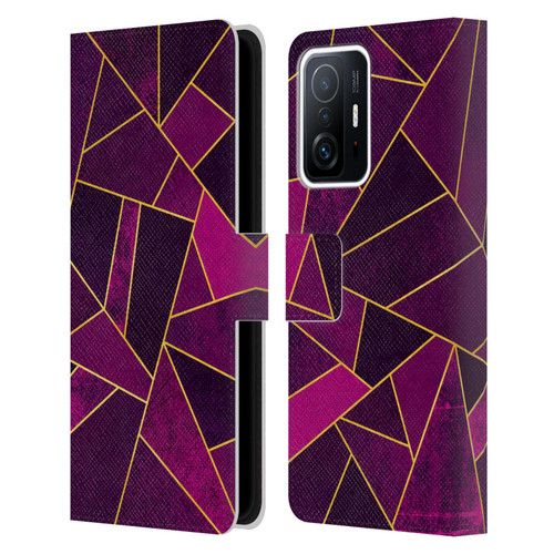 Elisabeth Fredriksson Stone Collection Purple Leather Book Wallet Case Cover For Xiaomi 11T / 11T Pro