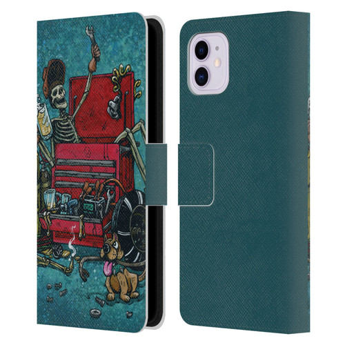 David Lozeau Colourful Art Garage Leather Book Wallet Case Cover For Apple iPhone 11