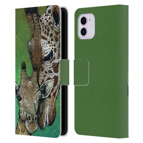 David Lozeau Colourful Art Giraffe Leather Book Wallet Case Cover For Apple iPhone 11