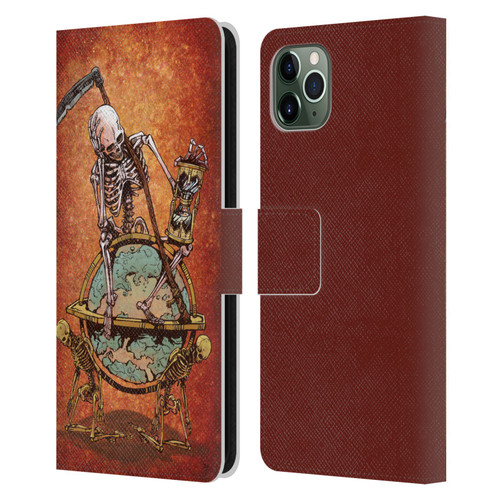 David Lozeau Colourful Art Memento Mori Leather Book Wallet Case Cover For Apple iPhone 11 Pro Max