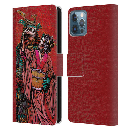David Lozeau Colourful Art Samurai And Geisha Leather Book Wallet Case Cover For Apple iPhone 12 / iPhone 12 Pro