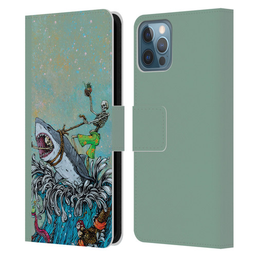 David Lozeau Colourful Art Surfing Leather Book Wallet Case Cover For Apple iPhone 12 / iPhone 12 Pro