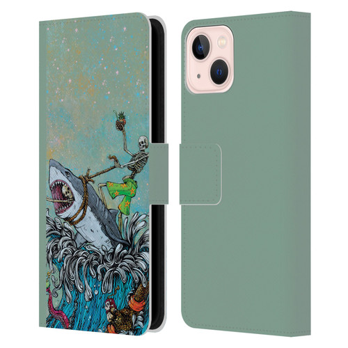 David Lozeau Colourful Art Surfing Leather Book Wallet Case Cover For Apple iPhone 13
