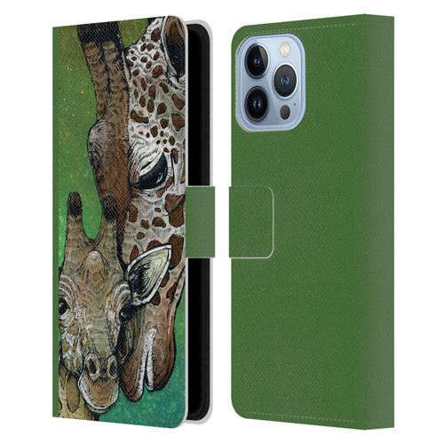 David Lozeau Colourful Art Giraffe Leather Book Wallet Case Cover For Apple iPhone 13 Pro Max