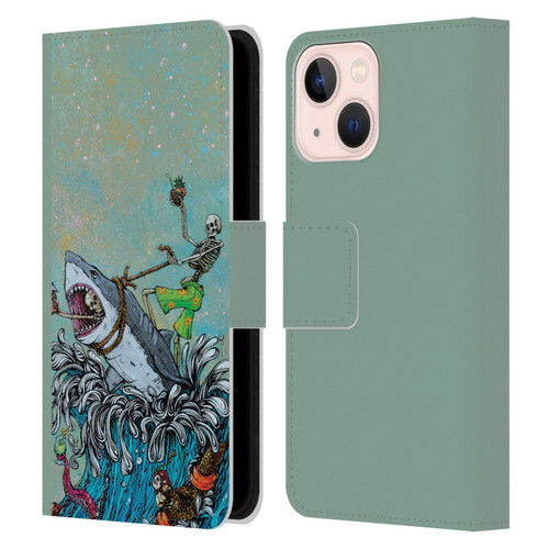 David Lozeau Colourful Art Surfing Leather Book Wallet Case Cover For Apple iPhone 13 Mini