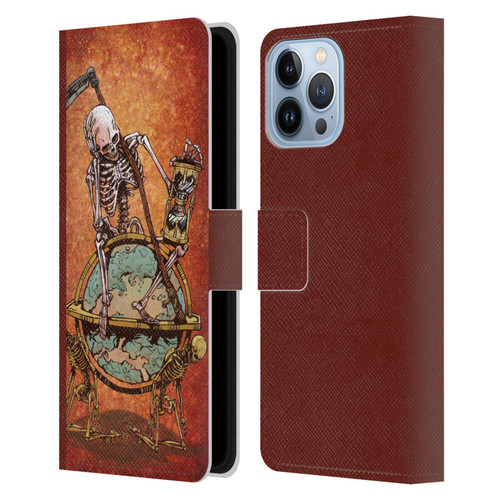 David Lozeau Colourful Art Memento Mori Leather Book Wallet Case Cover For Apple iPhone 13 Pro Max