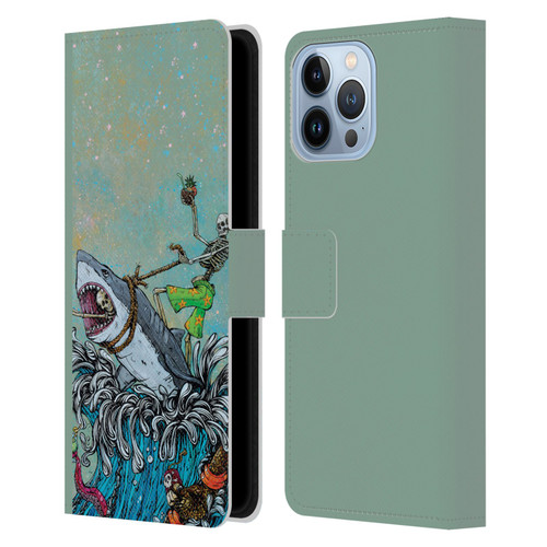 David Lozeau Colourful Art Surfing Leather Book Wallet Case Cover For Apple iPhone 13 Pro Max