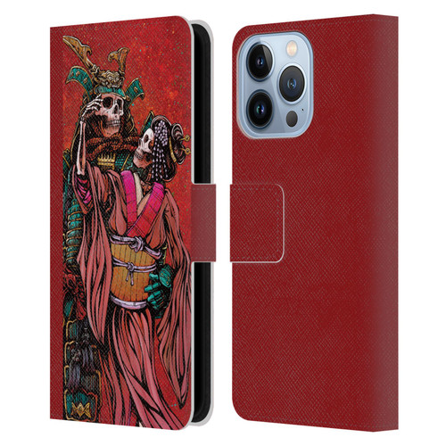 David Lozeau Colourful Art Samurai And Geisha Leather Book Wallet Case Cover For Apple iPhone 13 Pro