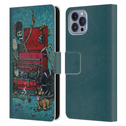 David Lozeau Colourful Art Garage Leather Book Wallet Case Cover For Apple iPhone 14