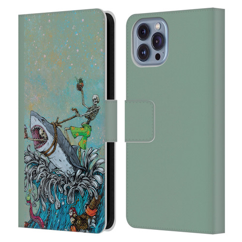 David Lozeau Colourful Art Surfing Leather Book Wallet Case Cover For Apple iPhone 14