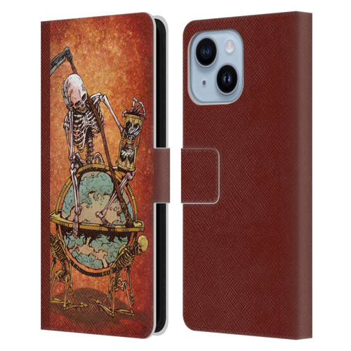 David Lozeau Colourful Art Memento Mori Leather Book Wallet Case Cover For Apple iPhone 14 Plus